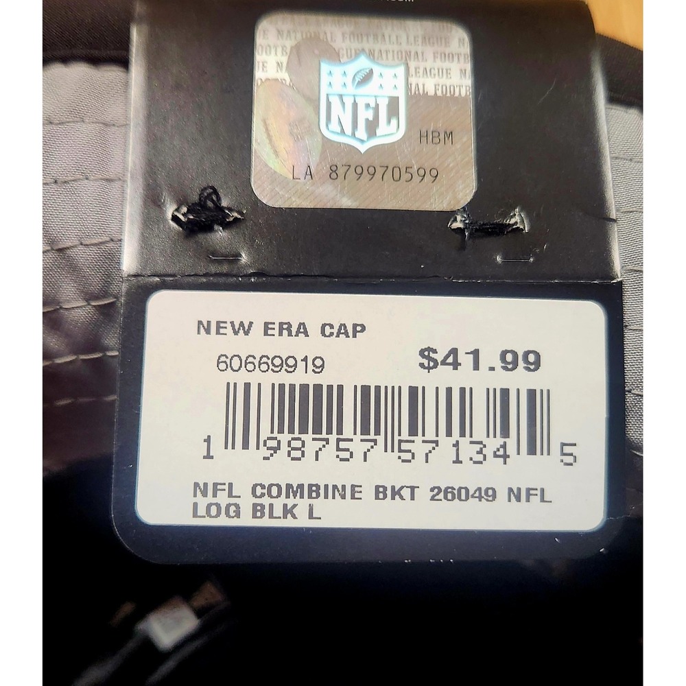 New With Tags $41.99 NFL/New Era Collaboration Black Bucket Hat With Drawstring - Picture 2 of 5